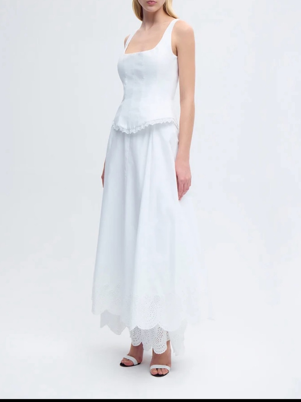 NWT Skirt Set Alejandra Alonso Rojas White Maxi Skirt with Corset